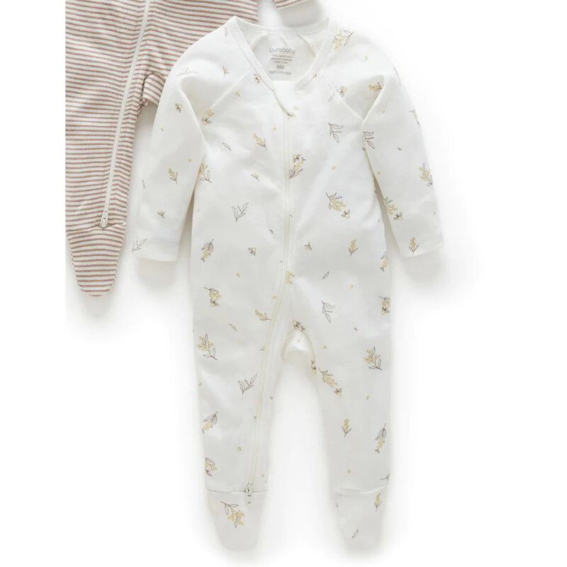 Purebaby 2 Pack Zip Growsuit image number 1